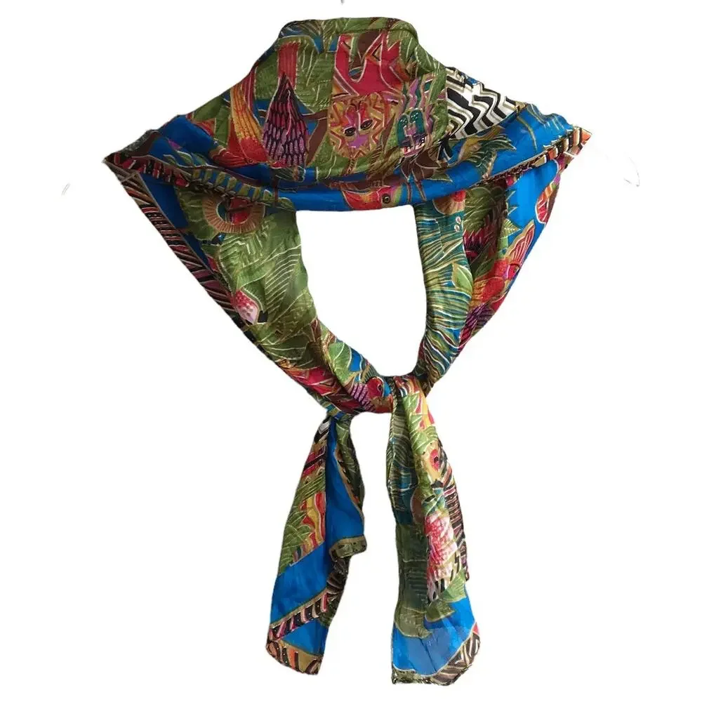 Printed Rectangular Scarf Animals Safari Galapagos Academia Preppy Travel